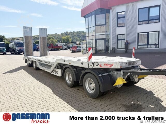 Low loader trailer Fliegl VTS 400, Radmulden, Baggerstielmulde, Verbr. auf