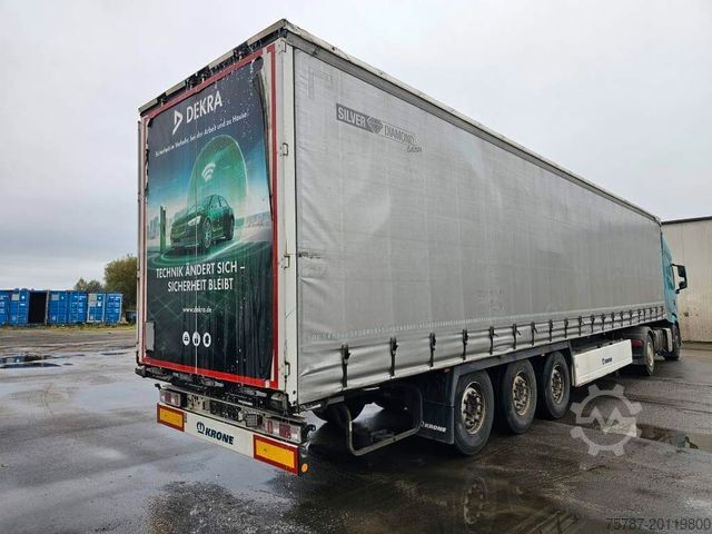 Open semitrailer with tarp KRONE Gardine Standard Liftachse Krone Scheibe Zollsch