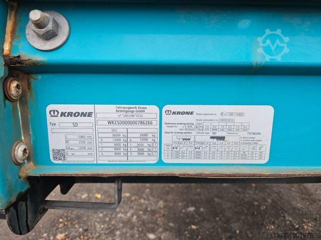 Open semitrailer with tarp KRONE Gardine Standard, Plaettenkasten, Liftachse