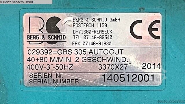 Band Saw BERG & SCHMID - Halbautomat GBS 305 AutoCut