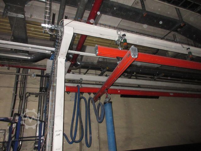 Kranhimmel Kran Hallenkran Kranbahn Demag Portalkran KBK2 + Saugheber 2x50KG Vacuumpumpe 2x 50KG  + Stahlbau 18,2x3m
