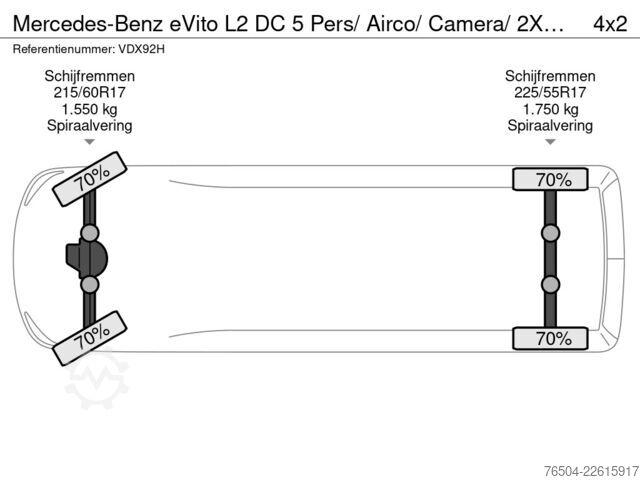 Delivery van double cab Mercedes-Benz eVito L2 DC 5 Pers/ Airco/ Camera/ 2X schuifdeur