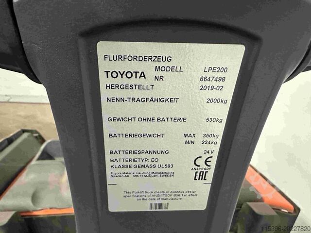 Electric Pallet Truck Toyota LPE 200