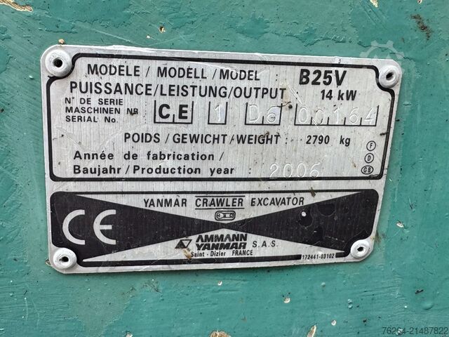 Minibagger Yanmar B25V snelwissel + 2 bakken
