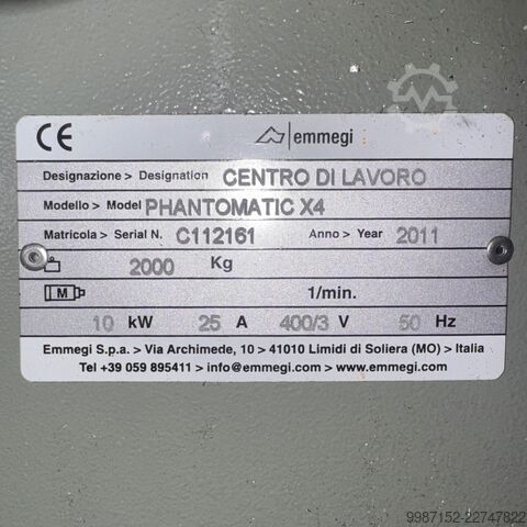 4 Axis Cabinet Machine Center Emmegi Phantomatic X4
