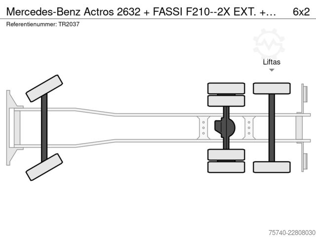 Kranwagen Mercedes-Benz Actros 2632 + FASSI F210--2X EXT. + REMOTE + HY...
