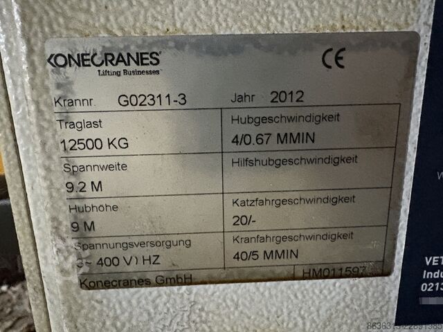 Overhead crane (cran crane) 12 t, 9200 mm Konecranes 