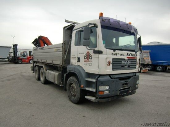 Three-sided tipper truck MAN TGA 33.430 6X4 KIPPER, MANUEL, E4 PALFINGER BLATT-BLATT