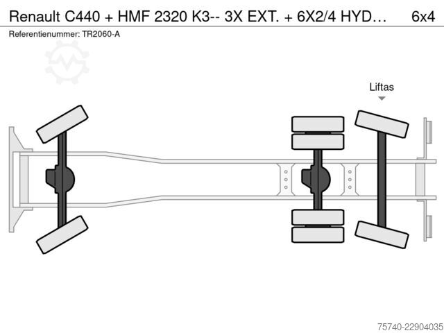 Kranwagen Renault C440 + HMF 2320 K3-- 3X EXT. + REMOTE + HAAKARM...