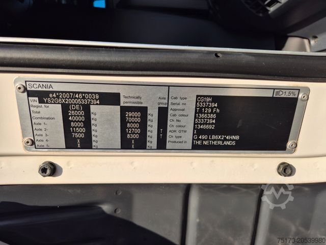 Truck mounted crane SCANIA G490 LB6x2*4HNB Palfinger PK 18002-EH D Funk AHK