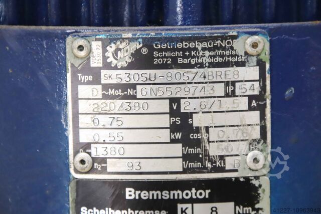 Gear motor 0.55 kW 93 rpm Nord SK 530SU-80S/4BRE8