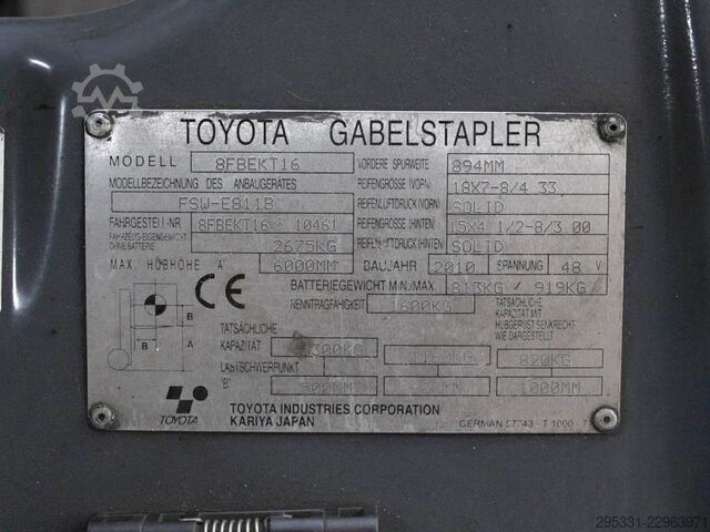 Electric 3-wheel forklift Toyota 8 FBEKT 16