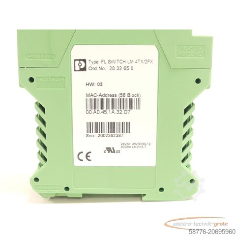 Component Phoenix Contact FL SWITCH LM 4TX/2FX SN:2002362387 - ! -