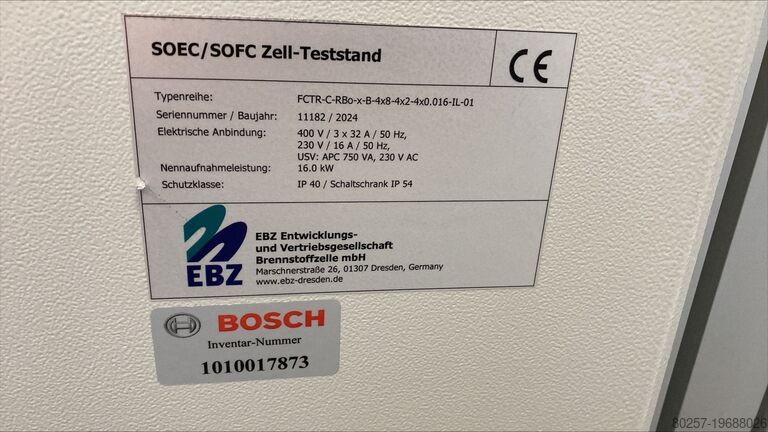 Test bench: SOFC fuel cell stacks EZB-Entw. GmbH , Typ: FCTR-C
