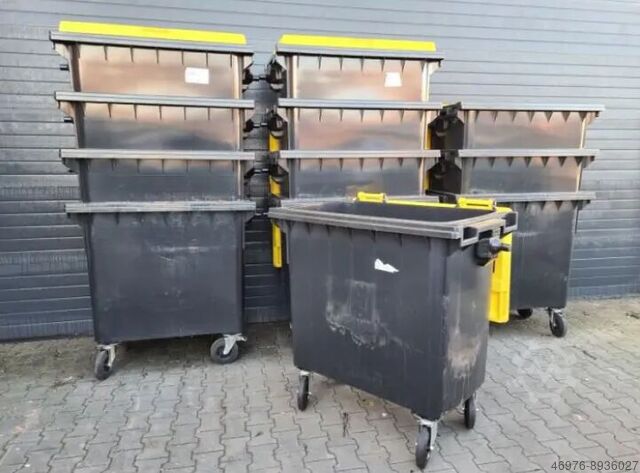 Müllgroßbehälter MGB Mülltone Container WEBER / Volumen: 770 l / schwarz / gelb Abm.: 1.360 x 770 x 1.310 mm (BxTxH)