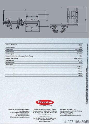Longitudinal carriage Fronius FDV 80