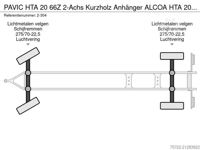Holztransporter PAVIC HTA 20 66Z 2-Achs Kurzholz Anhänger ALCOA HTA 2...