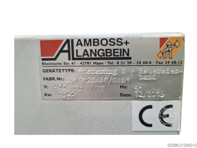Angled conveyor belt, H: 1,650 mm Amboss + Langbein 1000006073, FB: 510 mm
