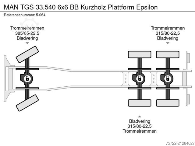 Timber transporter MAN TGS 33.540 6x6 BB Kurzholz Plattform Epsilon