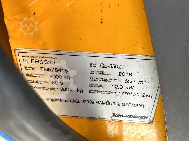 Electric 4-wheel forklift Jungheinrich EFGS30