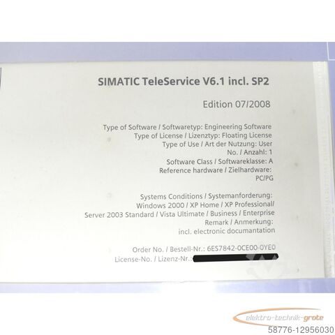 Component Siemens 6ES7842-0CE00-0YE0 Software SN S VPWN1005742 - ! -