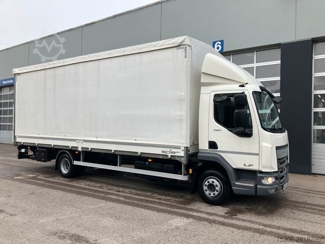 Flatbed truck with tarp DAF FA LF 260 12t Spier Pritsche Plane LBW