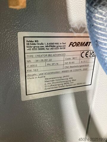 Throughfeed CNC machining centre Format4 creator 950 advanced