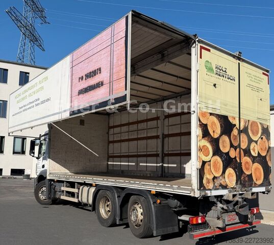 LKW mit Pritsche & Plane MERCEDES-BENZ 2530 ANTOS, Wingliner li., 6x2, Lenkachse