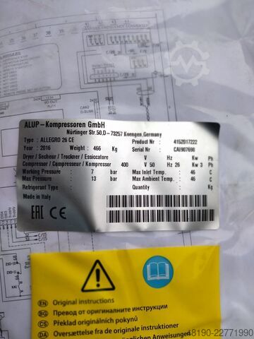 Screw compressor ALUP ALLEGRO26 CE