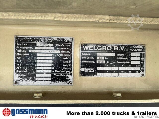 Silo semitrailer Welgro Welgro 97WSL 33-24 Siloauflieger, Lenkachse, 8
