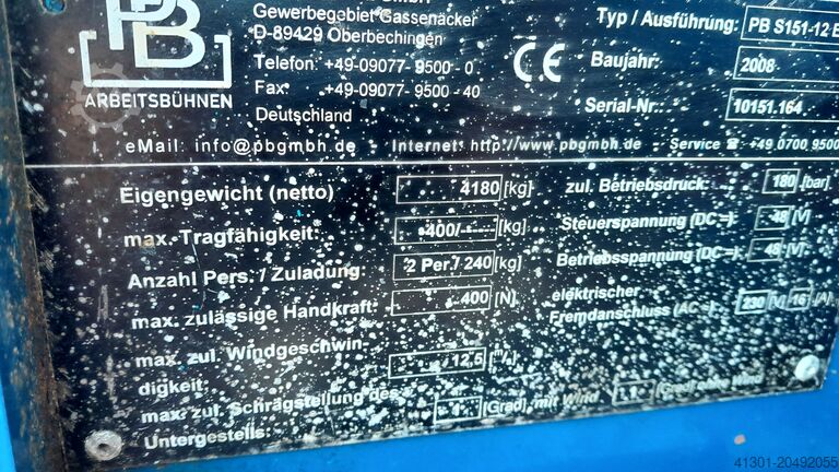 Scherenarbeitsbühne PB Lifttechnik S151-12E