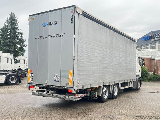 Flatbed truck with tarp Scania R 490 Plane-Jumbo Retarder Edscha LBW Lenkachse