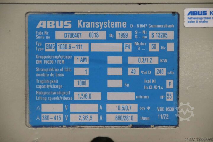 Kettenzug 1000 kg Abus GM4- EF14