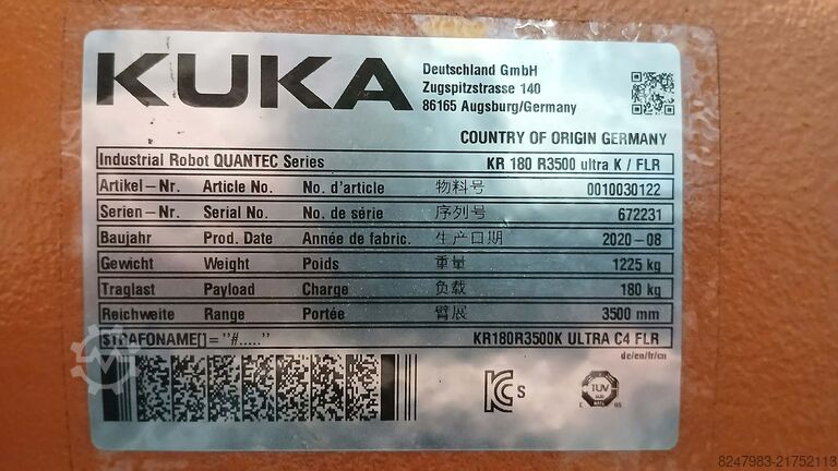 Industrial robot KUKA KR 180 R3500 ultra K / FLR