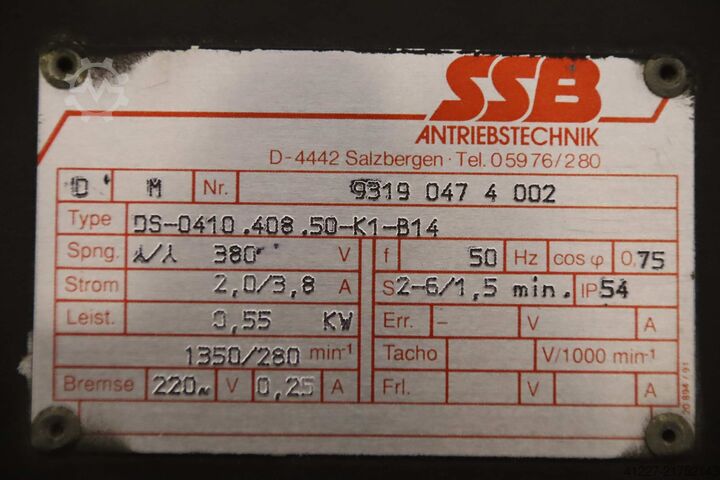 Electric motor 0.55 kW 1350 rpm SSB DS-0410.408.50-K1-B14