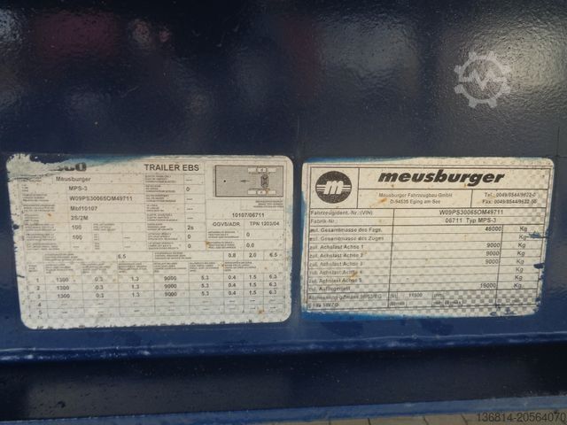 Auflieger mit Arbeitsbühne MEUSBURGER MPS-3 Rungentachen Containerverriegelungen