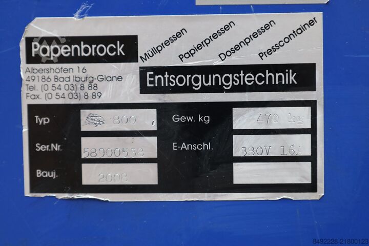 Paper baler Papenbrock 800
