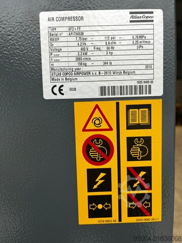 Oil Free Screw Compressor Atlas Copco Compressor & Air Dryer SF2+FF