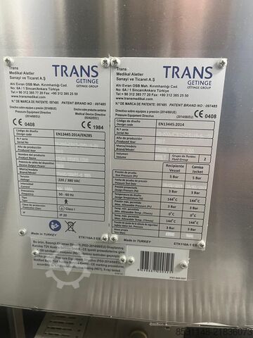 Steam water autoclave sterilizer Getinge Trans Smart 555 doble puerta