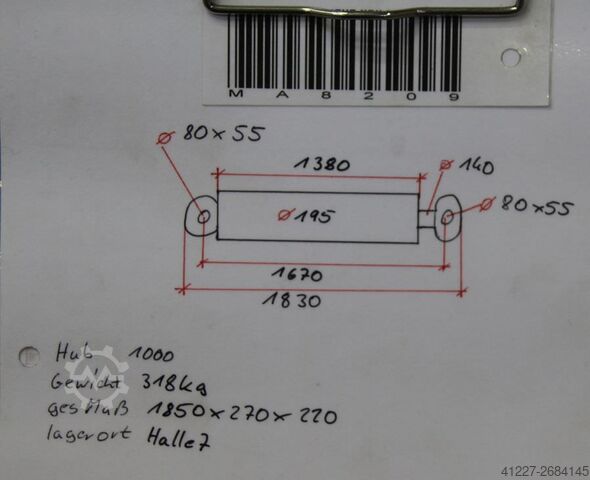 Hydraulic cylinder HUSS Hub 1000 mm