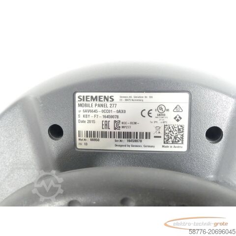 Komponente Siemens 6AV6645-0CC01-0AX0 MOBILE PANEL 277 SN:16459078 + 6XV1440-4BH50