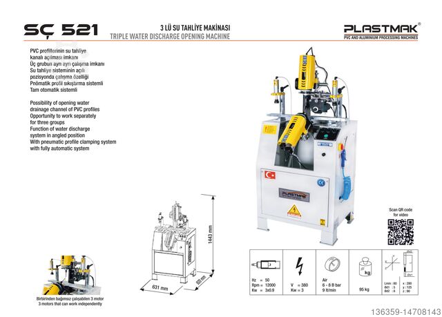 PVC Triple water drainage machine PLASTMAK PVC ALÜMİNYUM İŞLEME MAKİNELERİ SÇ 521