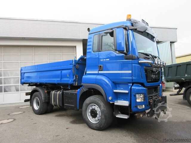 Three-sided tipper truck man TGS 18.480 4x4 BB, Euro 6, AHK, Frontanbauplatte