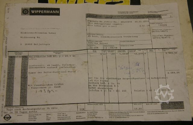 Acid-resistant roller chain Witra 16B-1 SS X - (1" x 17,02 mm)