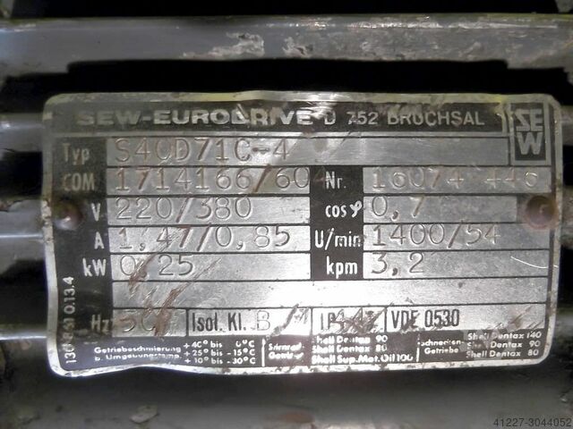 Gear motor 0.25 kW 54 rpm SEW-EURODRIVE S40D71C-4
