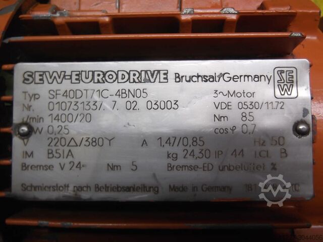 Geared motor 0.25 kW 20 rpm SEW Eurodrive SF40DT71C-4BN05