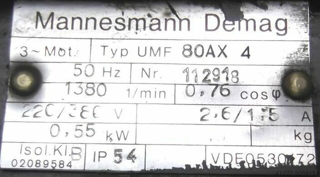 Gear motor 0.55 kW 197 rpm Demag UMF80AX4