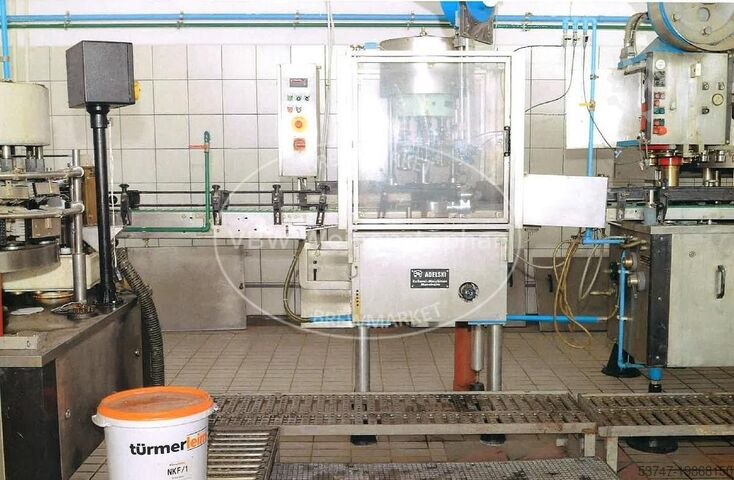 Nonreturnable glass bottle filling line Inex, Krones, Adelski, Pirzer, JOHA 