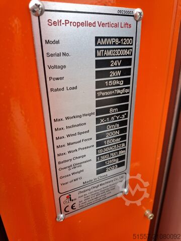 Vertikalmastbühne Dingli AMWP8-1200 | 2023