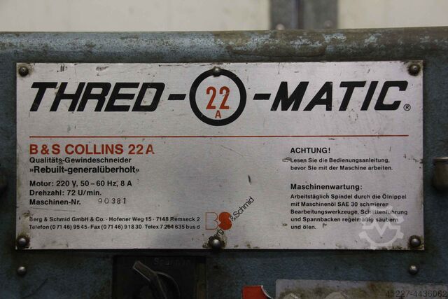 2 inch threading machine Collins 22 A